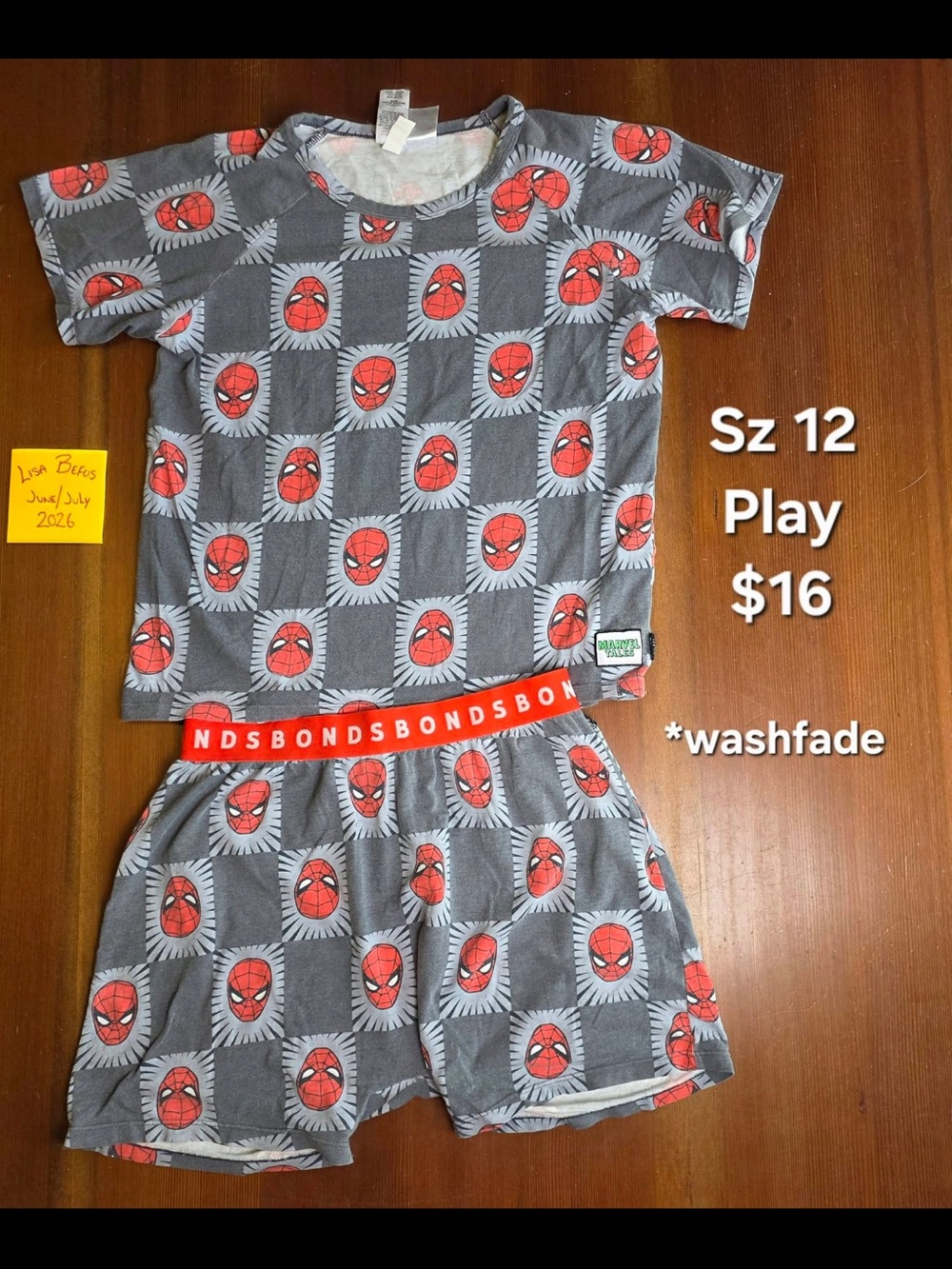 Bonds Kids Matching Set Grey with Red Spider Faces
